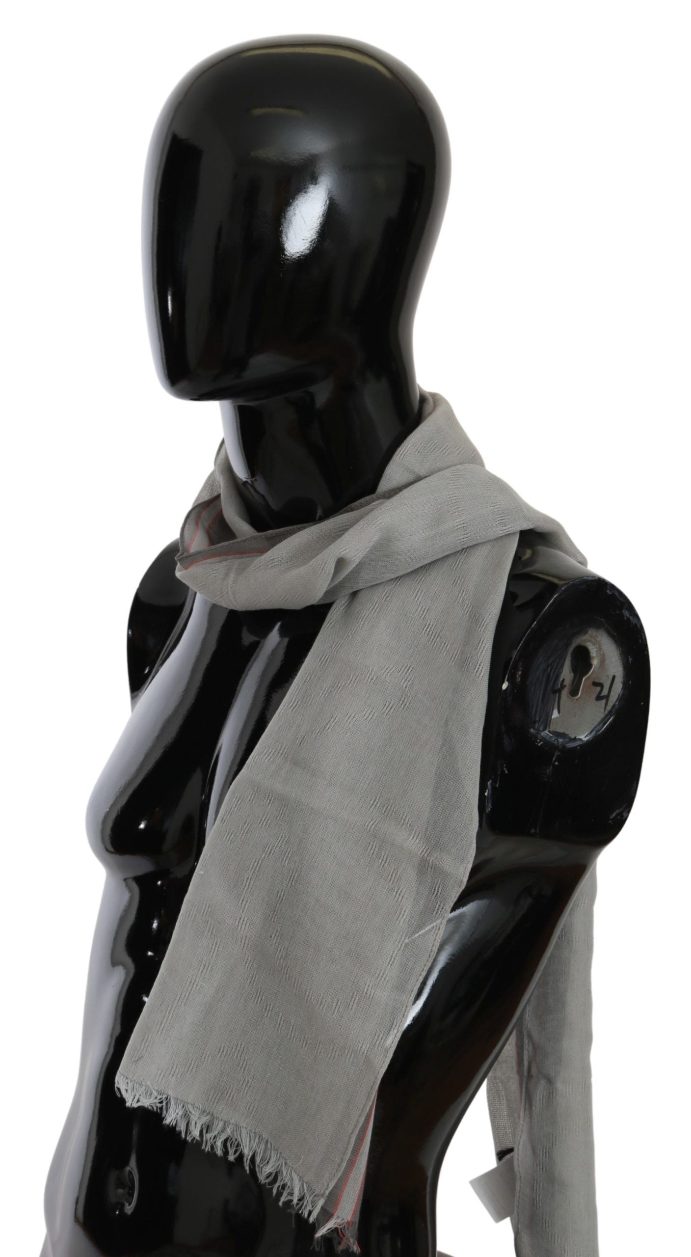 Costume National Gray Fringe Neck Wrap Cotton Scarf