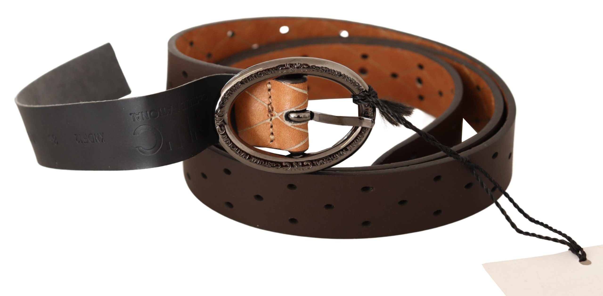 Costume National Belt Brown WX Silver Buckle Holes Belt