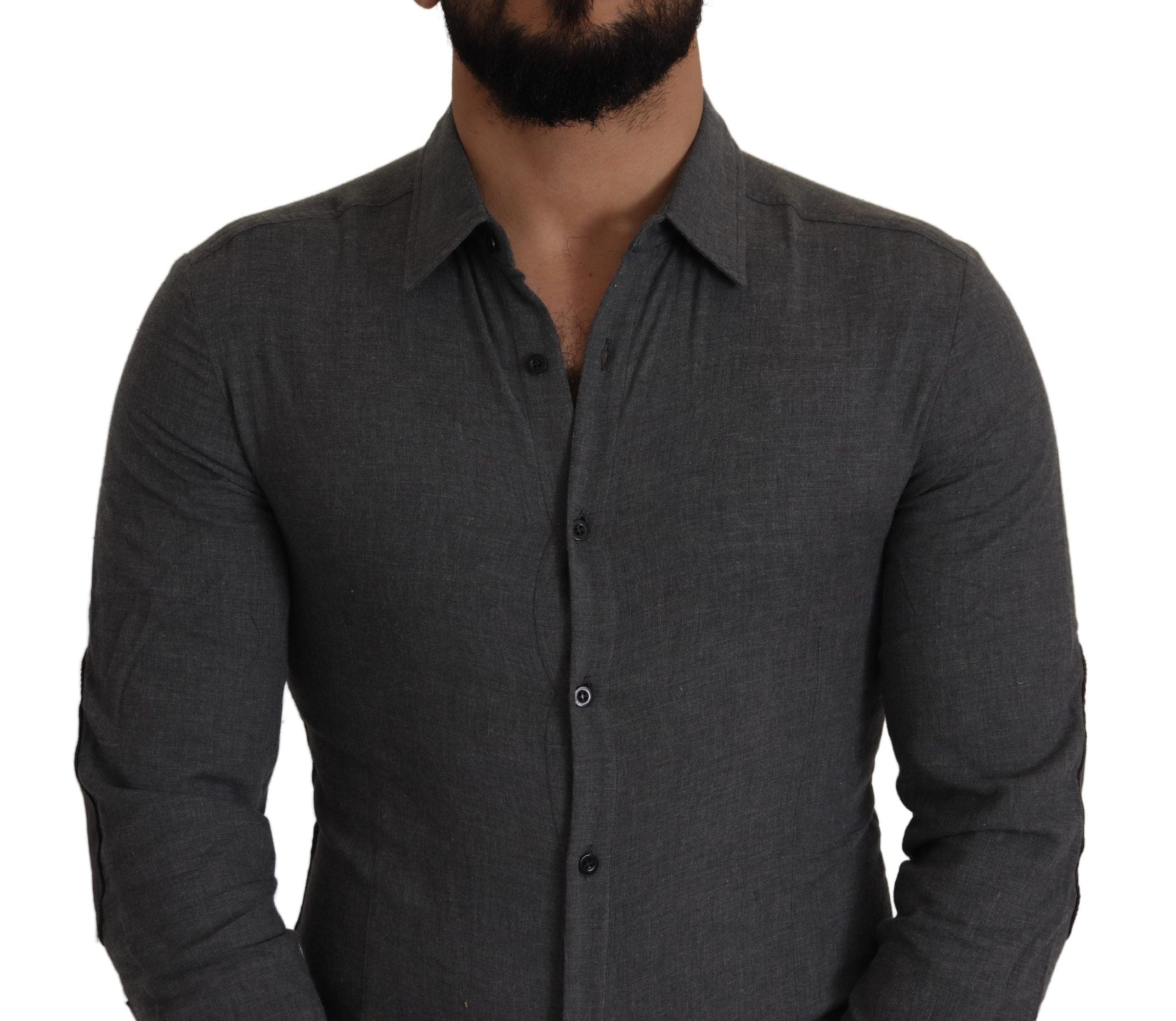 Costume National Dark Gray Cotton Casual Mens Shirt