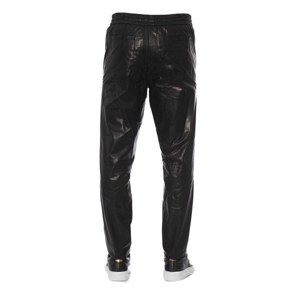 Trussardi Black Lamb Leather Men's Pant