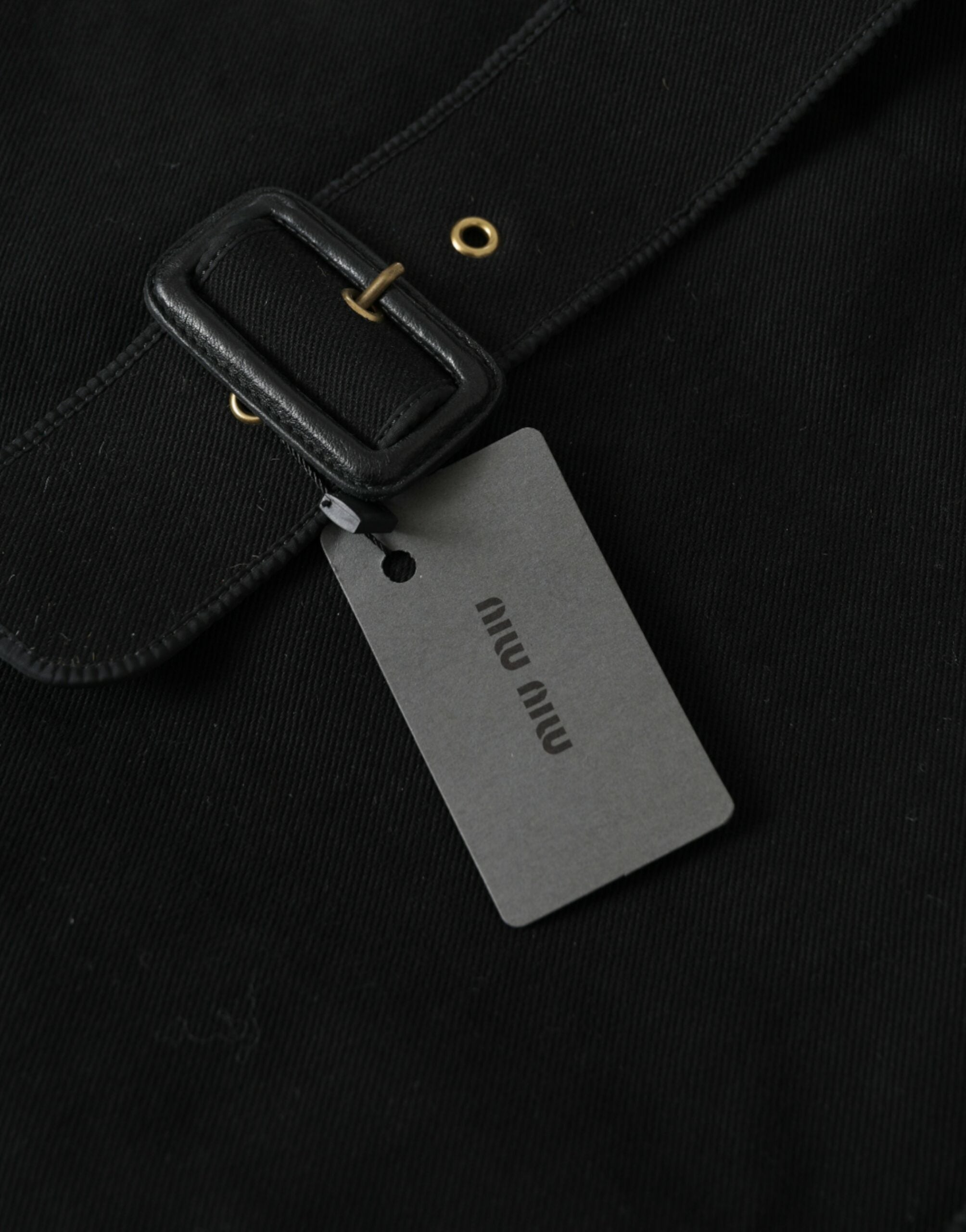Miu Miu Black Canvas Denim Logo Shoulder Tote Shopping Bag
