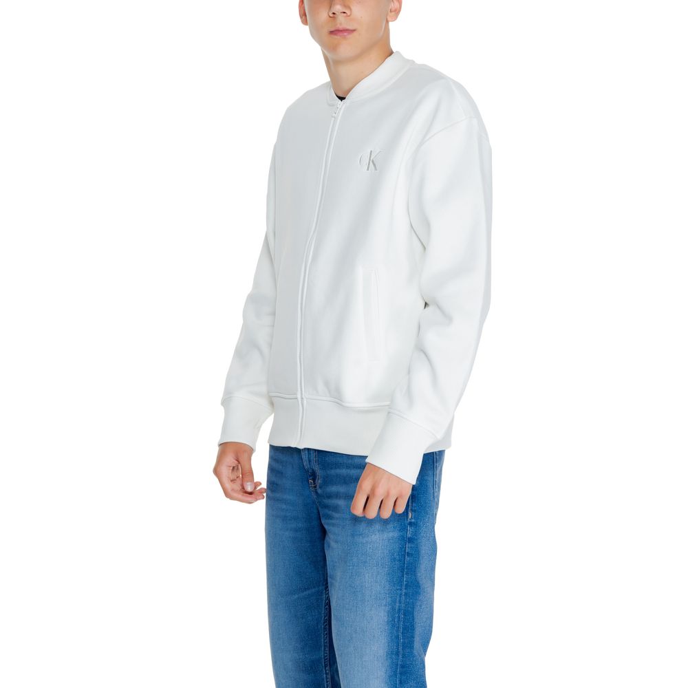 Calvin Klein Jeans White Recycled Cotton Sweatshirt