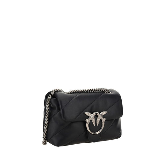 PINKO Black Calf Leather Bos Taurus Shoulder Bag