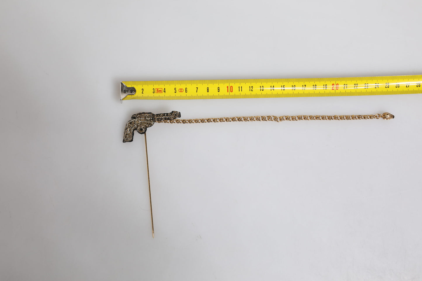 Dolce & Gabbana Black Gold Brass Copper Revolver Brooch Lapel Pin