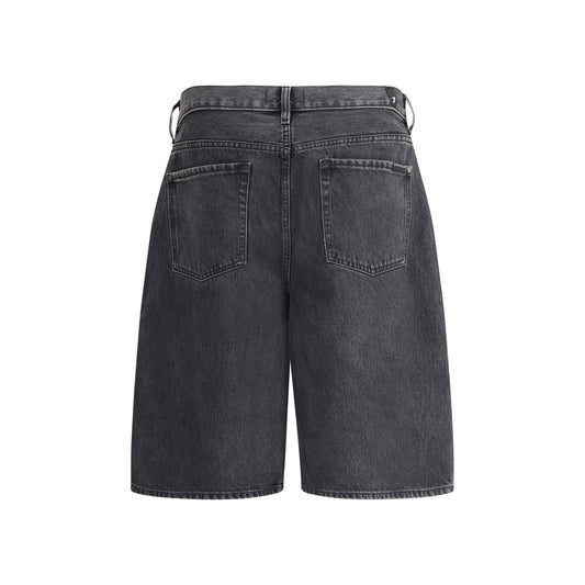7FOR Black Cotton Bermuda Shorts