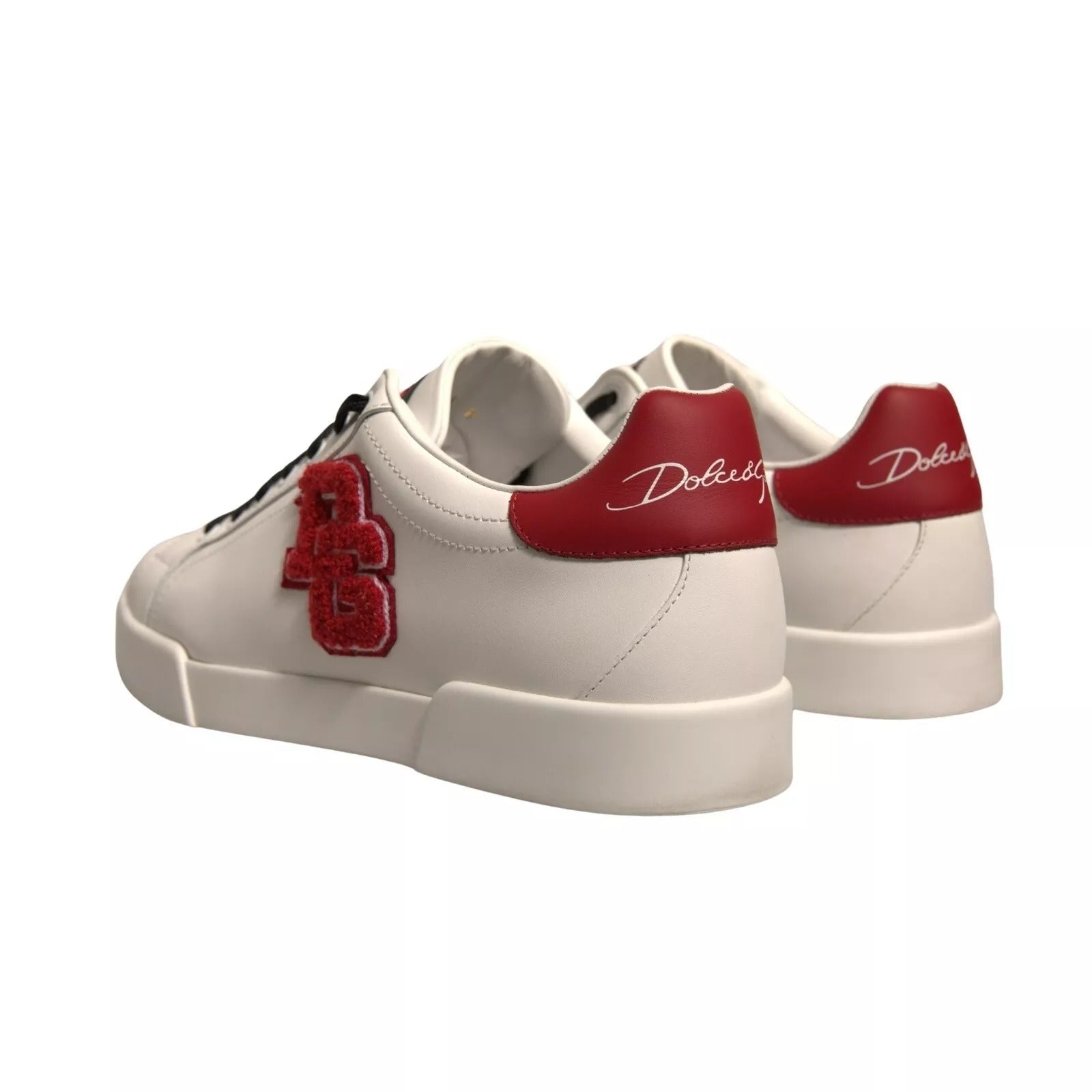Dolce & Gabbana White Leather DG Logo Low Top Sneakers Shoes