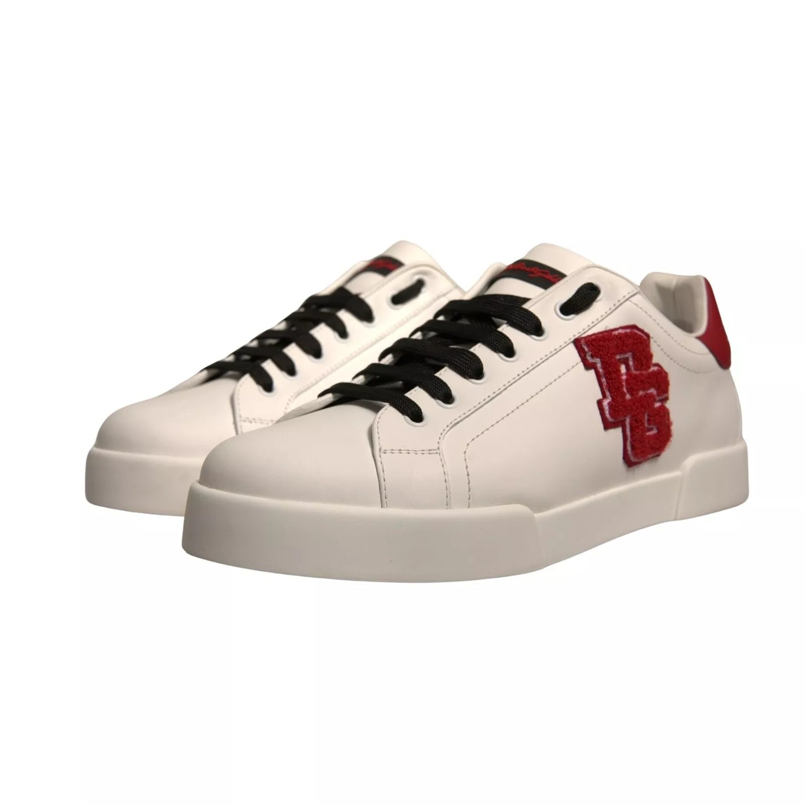 Dolce & Gabbana White Leather DG Logo Low Top Sneakers Shoes