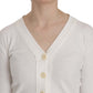 BYBLOS White V-neck Long Sleeve Cropped Cardigan Tops Sweater