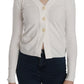 BYBLOS White V-neck Long Sleeve Cropped Cardigan Tops Sweater