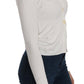 BYBLOS White V-neck Long Sleeve Cropped Cardigan Tops Sweater