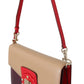 Dolce & Gabbana Purple Beige Red Leather Crossbody Purse Bag