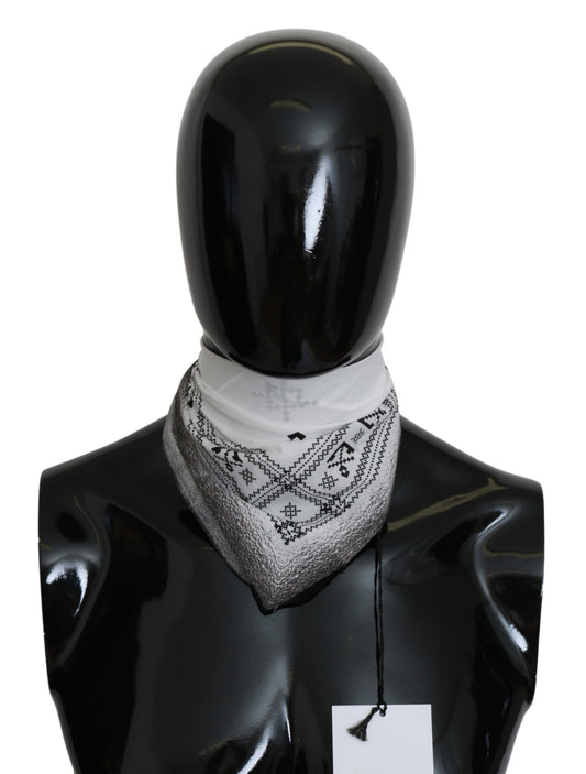Costume National White Printed Bandana Cotton Scarf