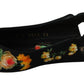 Dolce & Gabbana Black Floral Crystal Slingbacks Flats Shoes