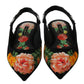 Dolce & Gabbana Black Floral Crystal Slingbacks Flats Shoes