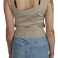 BYBLOS Beige Sleeveless Spaghetti Strap Tank See Through Top