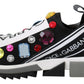 Dolce & Gabbana Black Multicolor Crystal Sneakers Shoes