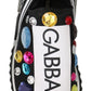 Dolce & Gabbana Black Multicolor Crystal Sneakers Shoes