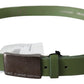 Costume National Green Leather Silver Buckle Waist Men Belt