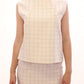 Andrea Incontri White Cotton Checkered Shirt Top