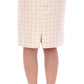 Andrea Incontri White Cotton Checkered Pencil Skirt