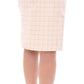 Andrea Incontri White Cotton Checkered Pencil Skirt