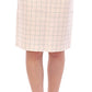 Andrea Incontri White Cotton Checkered Pencil Skirt