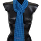 Missoni Blue Checkered Cashmere Unisex Wrap Fringes Scarf