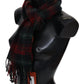 Missoni Black Red Check Wool Unisex Neck Wrap Fringes Scarf