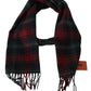 Missoni Black Red Check Wool Unisex Neck Wrap Fringes Scarf