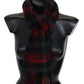 Missoni Black Red Check Wool Unisex Neck Wrap Fringes Scarf