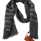 Missoni Gray Striped Wool Unisex Neck Wrap Fringes Scarf