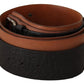 Costume National Black Brown Leather Silver Buckle