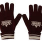 Dolce & Gabbana Red White D&G Logo Crown Cashmere Gloves