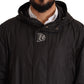 Dolce & Gabbana Black Hooded Mens Trench Coat Jacket
