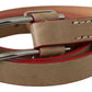 Costume National Beige Leather Silver Logo Buckle Waist Belt