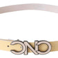 Costume National Beige Leather Pink Letter Logo Belt