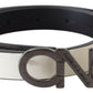 Costume National Belt Mettalic Gray Leather Logo Belt