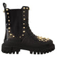 Dolce & Gabbana Black Leather Studded Combat Boots