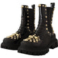 Dolce & Gabbana Black Leather Studded Combat Boots