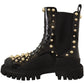 Dolce & Gabbana Black Leather Studded Combat Boots