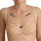 Dolce & Gabbana Beige Nylon Floral Lace Bodysuit Underwear