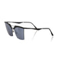 Frankie Morello Black Metallic Fiber Women Sunglass