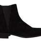 Dolce & Gabbana Black Suede Leather Chelsea Mens Boots Shoes