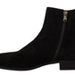 Dolce & Gabbana Black Suede Leather Chelsea Mens Boots Shoes