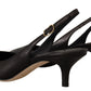 Dolce & Gabbana Black Leather Slingbacks Heels Pumps Shoes