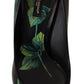 Dolce & Gabbana Black Leather Roses High Heels Pumps Shoes
