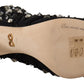 Dolce & Gabbana Black Crystals Heels Zipper Short Boots Shoes