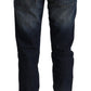 Acht Dark Blue Washed Cotton Skinny Denim Low Waist Jeans
