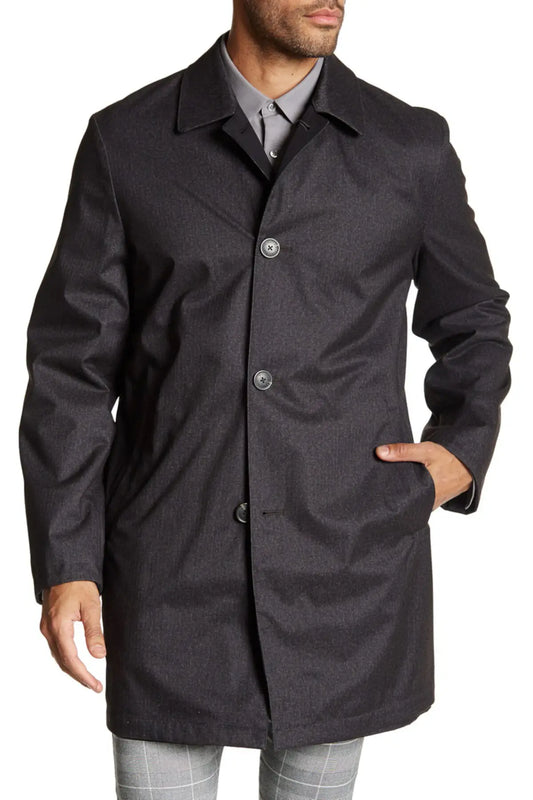 Add Brown Polyester Men's Trench Jacket