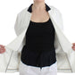 Andrea Pompilio White Cotton Blend Oversized Blazer Jacket